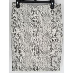 Ann Taylor Cream Gray Reptile Snake Print Midi Skirt Women's Size 6